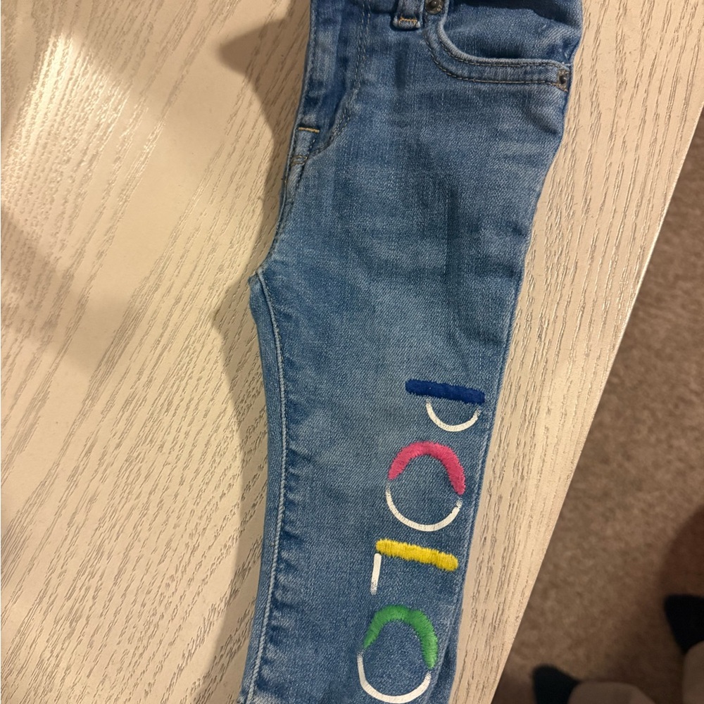 Ralph Lauren Polo Blue Denim Jeans with Colorful Logo